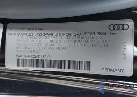 2014 Audi A7 3.0T Premium Plus из США, поврежденный, VIN WAU2GAFC2EN148248